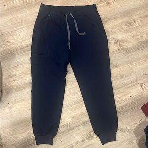 Figs Black Track Pants with Elastic Waistband and Tapered Fit